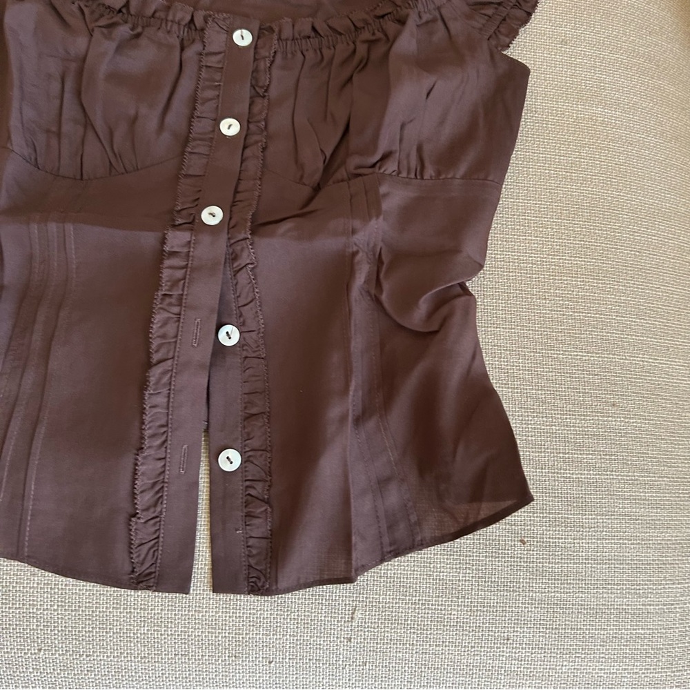 Reformation Brown Button-Down Blouse - image 7